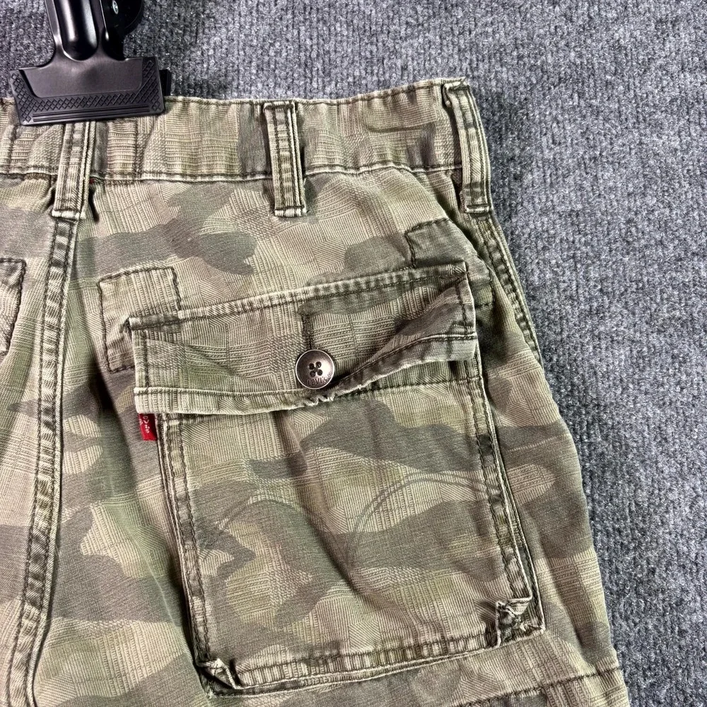 VTG Levis Squad Cargo Shorts Mens 33 Beige Camouflage US Army Military Cotton